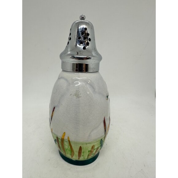 Vintage Hand Painted Staffordshire Shorter & Son Salt Sugar Shaker Chrome Lid En - Picture 4 of 8
